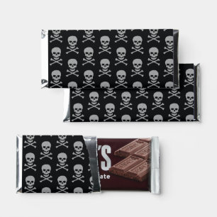 Silver Skull & Crossbones Halloween Hershey Bar Favors