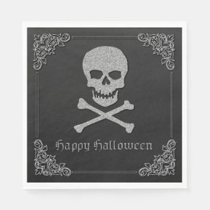 Silver Skull & Crossbones Halloween Napkins