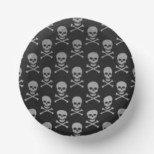 Silver Skull & Crossbones Halloween Paper Bowls