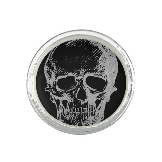 Silver Skull | Ring | Black (Front)