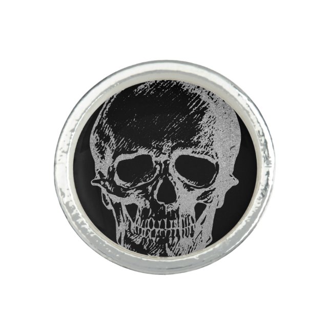 Silver Skull | Ring | Black (Front)