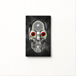 Silver Skull With Red Eyeballs Fantasy Light Switch Cover