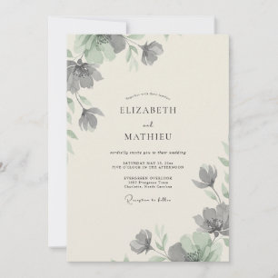 Silver Slate Petal Wedding Invitation