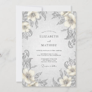 Silver Slate Vine Wedding Invitation