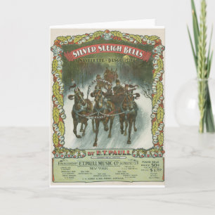 Silver Sleigh Bells Vintage Music Holiday Card