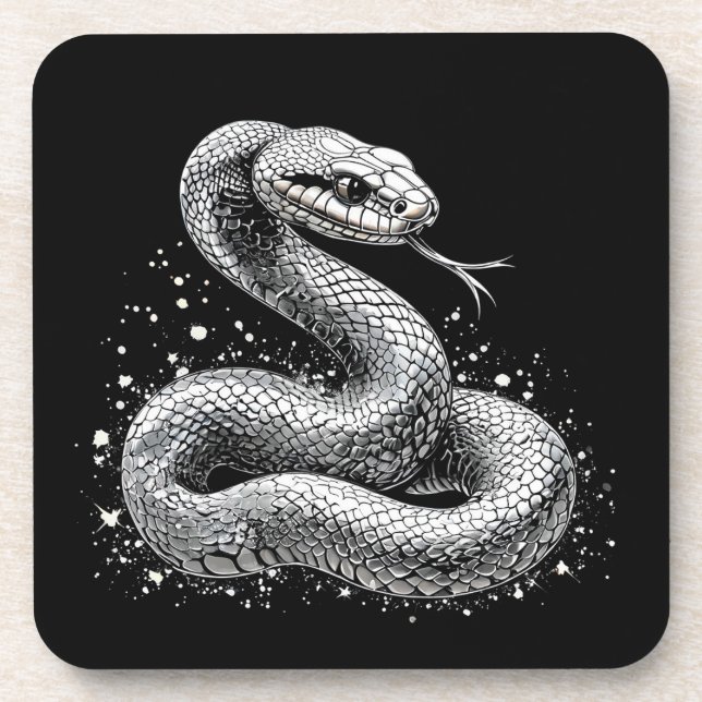 Silver snake beverage coaster (Front)