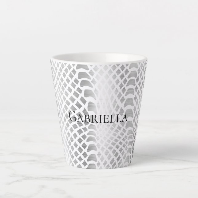 Silver Snake Print Latte Mug (Front)