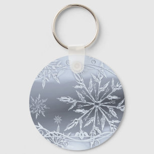 Silver snow christmas keychain