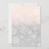 Silver snow glitter pink ombre girl baby shower invitation (Back)