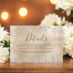 Silver snow pine gold Christmas winter details Enclosure Card<br><div class="desc">Time to celebrate your winter wonderland wedding theme with this luxury silver glitter snowflakes sparkles and silver glitter pine tree forest details cards on an elegant festive metallic gold background,  featuring a modern cool script font typography.</div>