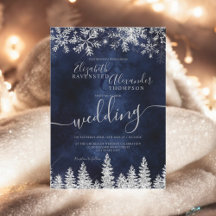 Silver snow pine navy Christmas winter wedding