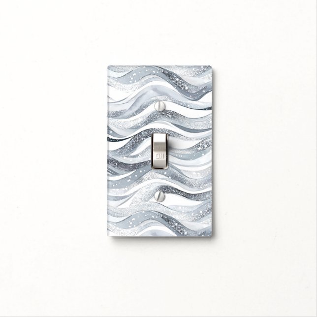 Silver Snow Stripes Light Switch Cover (In Situ)
