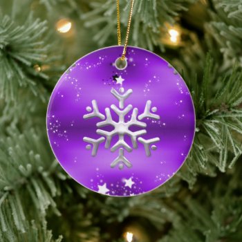 Silver Snowflake and Stars Purple Christmas