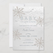 Silver Snowflake Baby Its Cold Outside Baby Shower Invitation (Front)