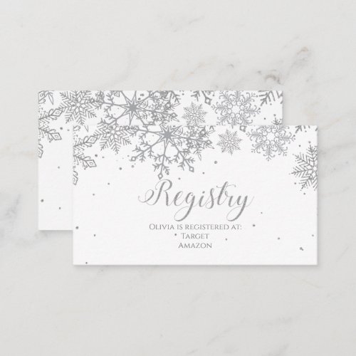 Silver Snowflake Baby Registry Enclosure Card