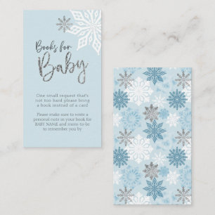Silver Snowflake Baby Shower Book Request Enclosure Card