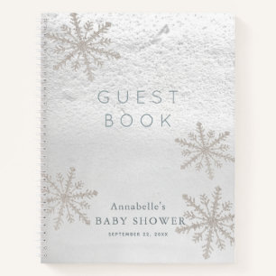 Silver Snowflake Baby Shower Guest Book