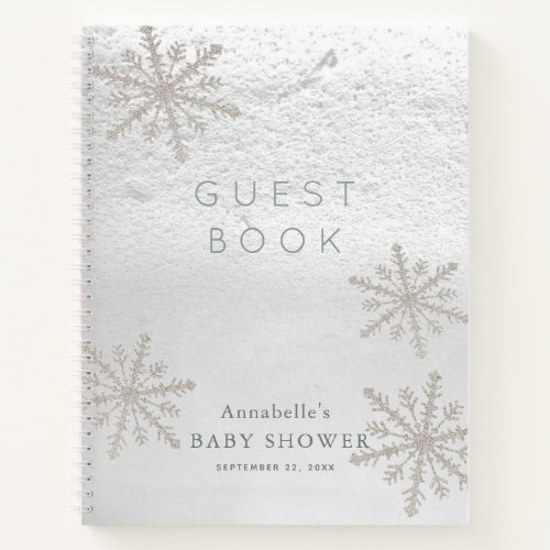 Silver Snowflake Baby Shower Guest Book