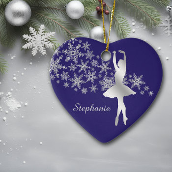 Silver Snowflake Ballerina Blue Ceramic Ornament by Westerngirl2 at Zazzle
