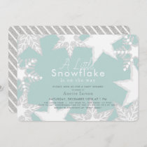 Silver Snowflake Blue Boy Winter Baby Shower Invitation