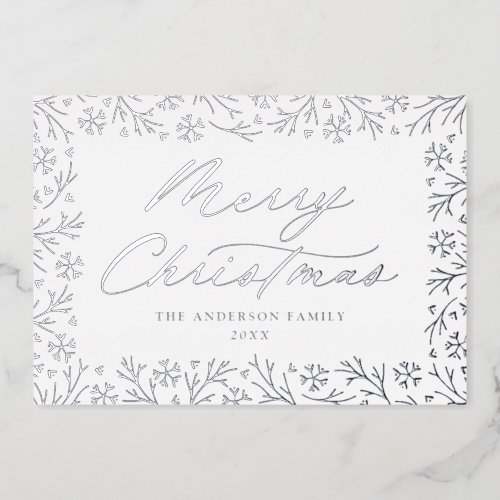 Silver Snowflake Border Foil Holiday Card