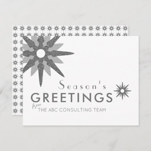 Silver Snowflake Business Seasons Greetings Holiday Card