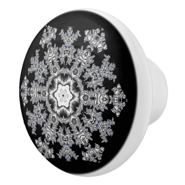 Silver Snowflake Ceramic Knob (Right)