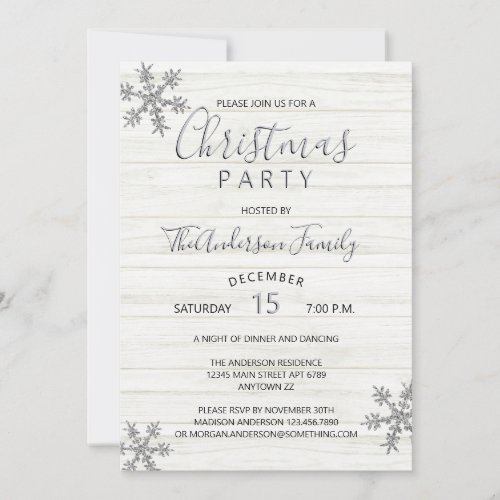 Silver Snowflake Chic Modern Christmas Party