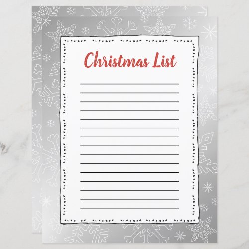 Silver Snowflake Christmas BG Santa Wish List