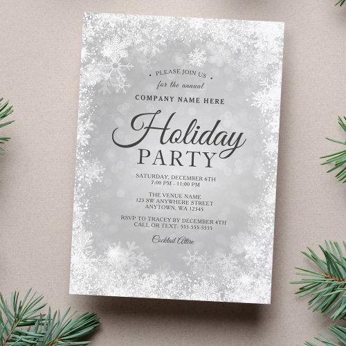 Silver Snowflake Christmas Corporate Holiday Party Invitation