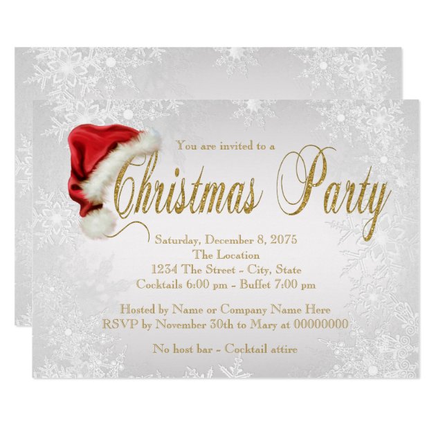 Silver Snowflake Christmas Party Invitation
