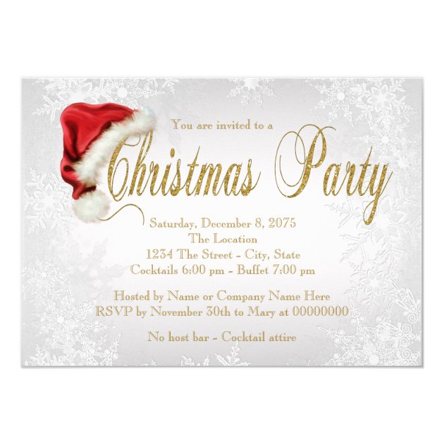 Silver Snowflake Christmas Party Invitation
