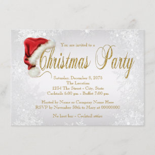 Silver Snowflake Christmas Party Invitation