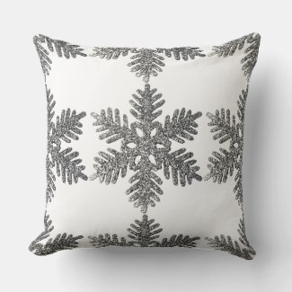 Silver Snowflake Christmas Pillow by Tell 3 People