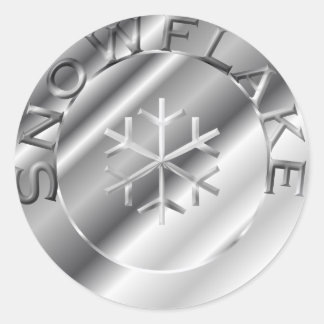 Silver Snowflake Classic Round Sticker