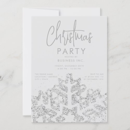 Silver Snowflake Corporate Christmas Party  Invitation