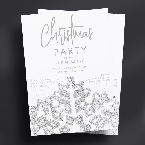 Silver Snowflake Corporate Christmas Party  Invitation