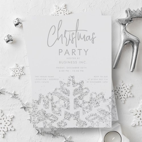 Silver Snowflake Corporate Christmas Party  Invitation