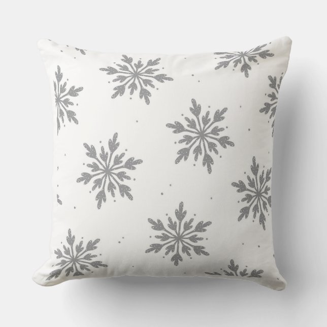 Silver Snowflake/Gold Ornament Pillow (Front)