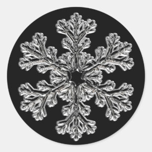 Silver Snowflake Holiday Greeting Classic Round Sticker