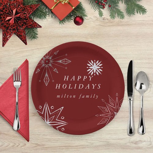 Silver Snowflake Holiday Paper Plate