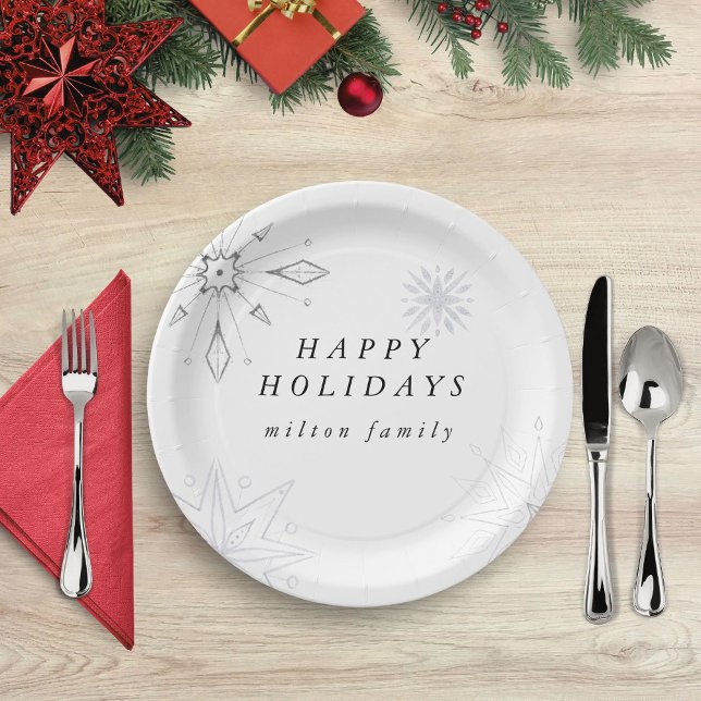 Silver Snowflake Holiday Paper Plates (Creator Uploaded)
