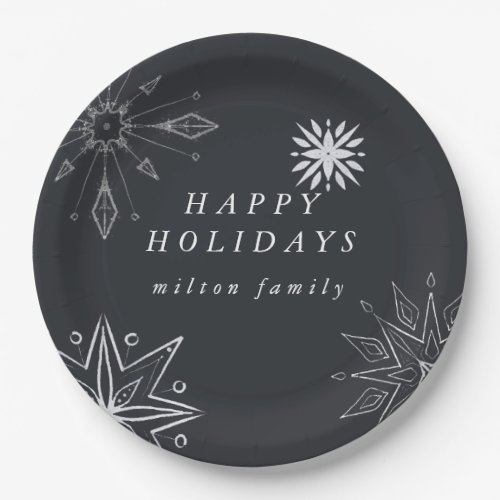 Silver Snowflake Holiday Paper Plates