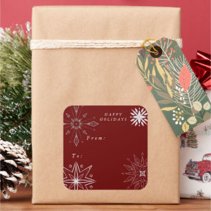 Silver Snowflake Holiday Square Sticker