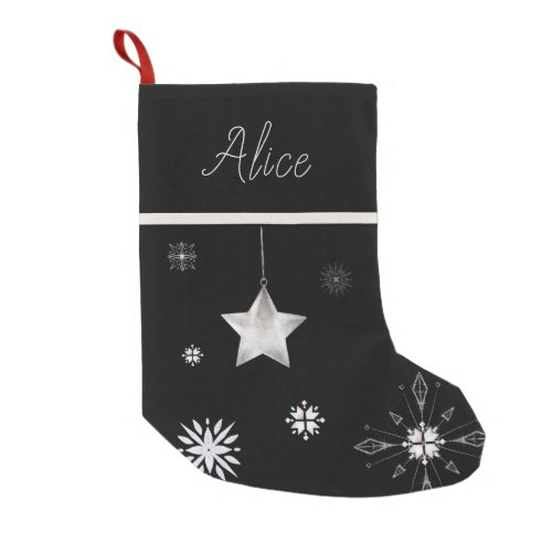 silver snowflake hygge Monogram Christmas Stocking