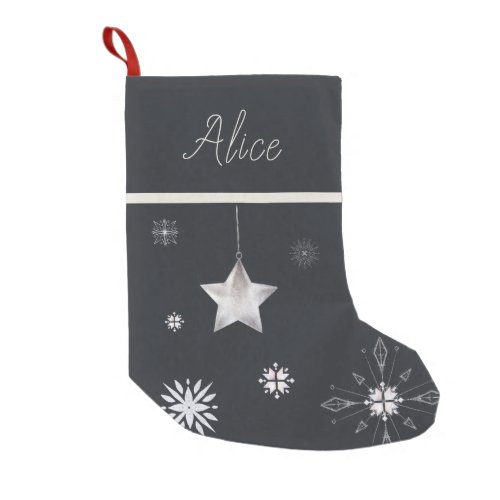 silver snowflake hygge Monogram Christmas Stocking