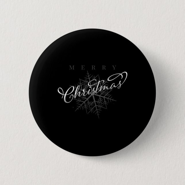Silver Snowflake Merry Christmas T Shirt  Button (Front)