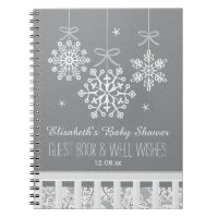 Silver Snowflake Mobile Baby Shower Guest Book