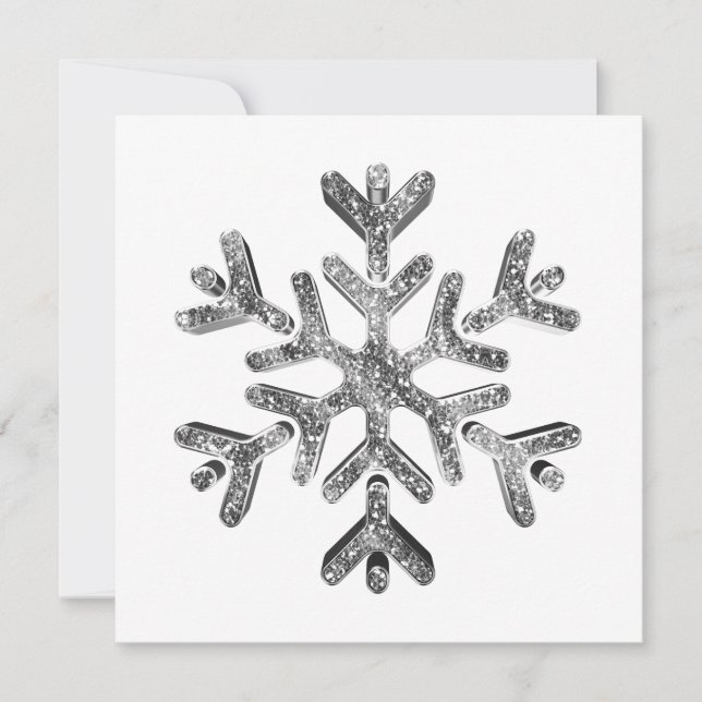 Silver Snowflake Modern Elegant Christmas Holiday Card (Front)
