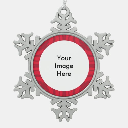 Silver Snowflake Ornament with Red Frame